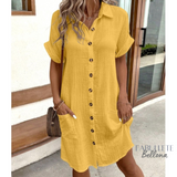 Vestido Chemise em Linho com Botões Bellona